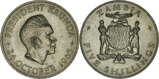 Zambia: 5 Shillings Copper - Nickel 1965 Xf,