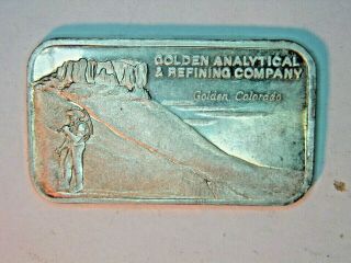 Rare 1 Oz.  999 Vintage Silver Bar Golden Analytical And Refining Colorado 1970s