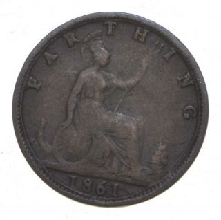 World Coin - 1861 United Kingdom 1 Farthing - 2.  8 Grams 030