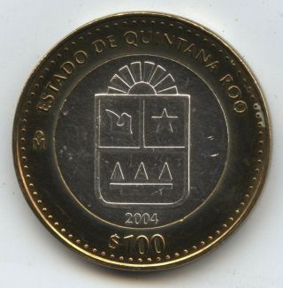 Quintana Roo 2004 Mexico Coin $100 Pesos Silver Bimetallic Mexican Estado Ba455