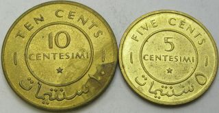Somalia 5,  10 Centesimi 1967 - 2 Coins - 3042 ¤