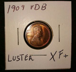 Xf 1909 Vdb Lincoln Cent Antique Penny Vintage Coin Red Luster V3