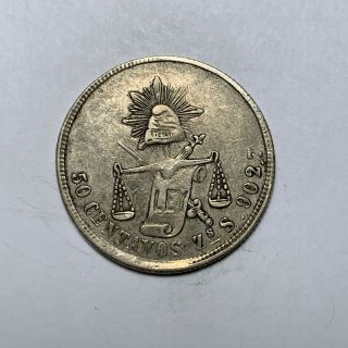 1880 Zss Mexico Silver 50 Centavos