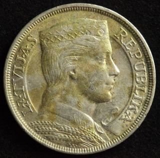 5 Lati 1932 Milda Big Silver Latvia Coin 158