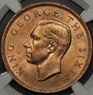 1952 Ngc Ms65rb Zealand Penny