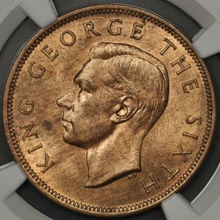 1951 Ngc Ms64rb Zealand Penny