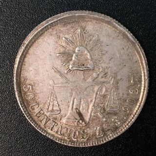 1878 Mexico Zs S 50 Centavos Silver Coin Republica Mexicana