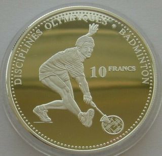 Congo Silver 10 Francs 2000 Proof Coin Olympic Series Badminton