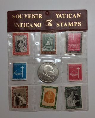 Vtg 1960s Vatican Stamps & Joannes Paulus Ii Pontifex Maximus Mary Jesus Coin