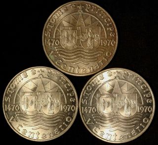 (3) 1970 St.  Thomas And Prince Island 50 Escudos (. 65 Silver) - Us