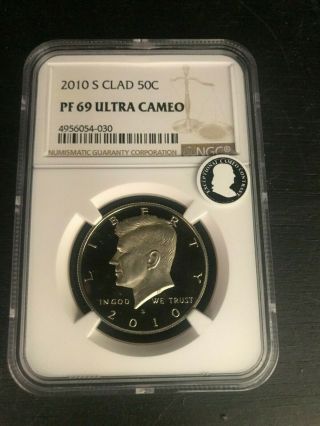 2010 S Clad 50c Proof Kennedy Half Dollar.  50 Cent Ngc Pf 69 Ultra Cameo