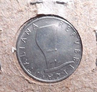CIRCULATED 1954R 5 LIRA ITALIAN COIN. 2