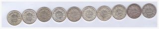 Switzerland,  1/2 Franc,  1906,  1916,  1941,  1944,  1945,  1951,  1952,  1961,  1963,  1962