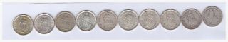 Switzerland,  1/2 Franc,  1906,  1916,  1941,  1944,  1945,  1951,  1952,  1961,  1963,  1962 2