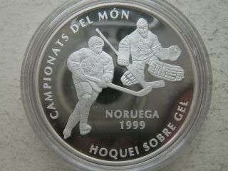 Andorra Silver 10 Diners 1999 World Ice Hockey Championship Proof