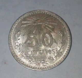 1945 50 Centavos Mexico Silver Coin