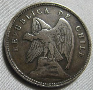 Chile 1908 Silver 40 Centavos
