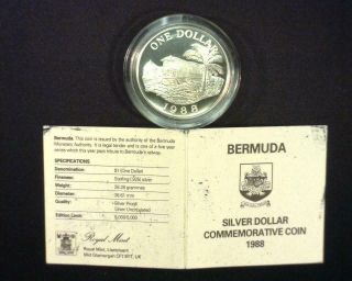 Bermuda 1988 Railroad Silver Dollar.  8356 Asw Km 55a Gem Proof Bx50