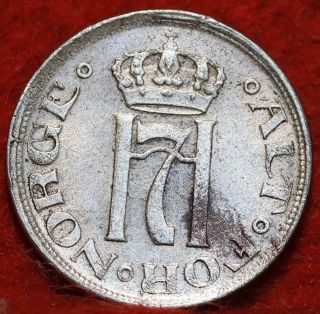 1918/7 Norway 10 Ore Silver Foreign Coin