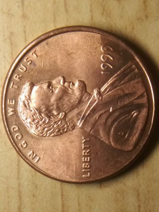 1999 P Lincoln Memorial Cent Wide Am Off Center Strike Coin