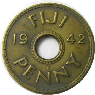 Elf Fiji Islands 1 Penny 1942 S San Francisco World War Ii
