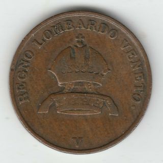 1846 - V Italian States Lombardy - Venetia 3 Centesimi Copper
