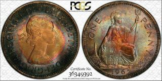 1967 Great Britain One 1 Penny Bu Pcgs Ms65rb Color Toned None Graded Higher