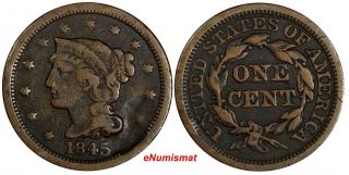 Us Copper 1845 Braided Hair Large Cent 1c