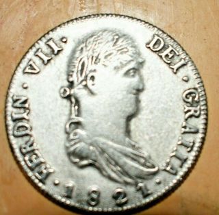 1821 Mexico Zacatecas Ferdinand Vii 8 Reales 8r Silver Coin