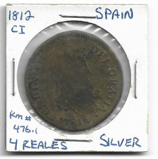 Spain (2 Silver Coins) - 1812 Ci 4 Reales - 1910 Pcv 50 Centimos (bu)