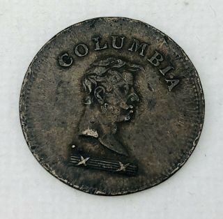 Rare 19th Century Columbia Farthing Copper Token Great Britain Coin