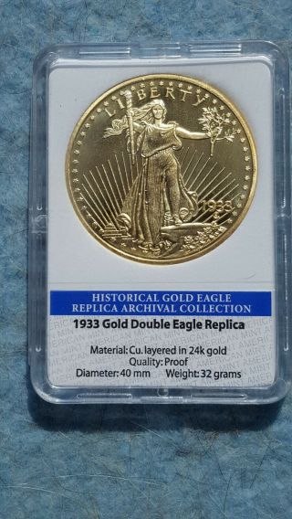 1933 Gold Double Eagle Commemorative Coin 24k Gold Plate W/