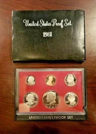 1981 United States (6 Coin) Proof Set In Black Box