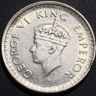 Old Foreign World Coin: 1944 - B India 1/4 Rupee, .  500 Silver