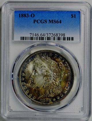 1883 - O Morgan Silver Dollar - Pcgs Ms64 - Unusual Toning On Both Sides