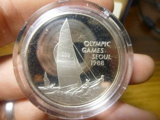 Cayman Islands 1988 Seoul Olympics $5 Dollar Silver Proof coin OGP case & 2