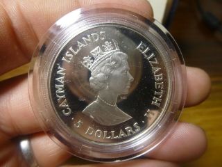 Cayman Islands 1988 Seoul Olympics $5 Dollar Silver Proof coin OGP case & 3