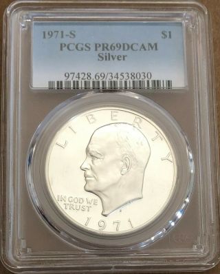 1971 S Silver Eisenhower Dollar Proof Pcgs Pr69dcam