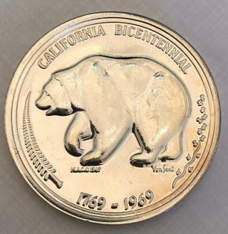 1969 California Bicentennial Golden State 1 Oz.  999 Fine Silver Round Coin