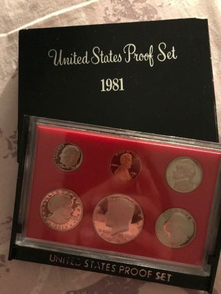 1981 S United States Proof Set Of Coins,  Susan B Anthony,  Kennedy,  Washington.