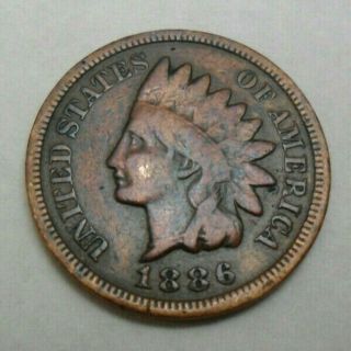 1886 P Indian Head Cent / Penny Type 2 (ii) G - Good Shi Pping