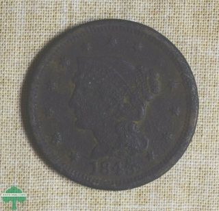 1845 Braided Hair Large Cent - Corroded - Very Good Details