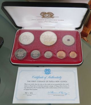 1975 First Coinage Of Papua Guinea Proof Set,  The Franklin (022053l)
