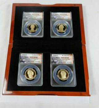 2010 - S Presidential Dollar 4 Coin Proof Set Anacs Pr70 First Strike Dcam