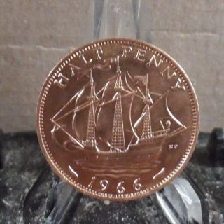 Circulated 1966 1/2 Penny Uk Coin (31817) 1