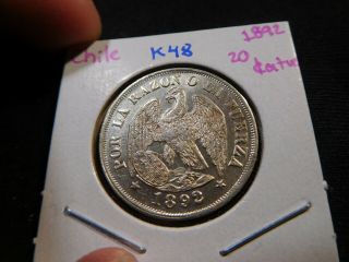K48 Chile 1892 20 Centavos Unc
