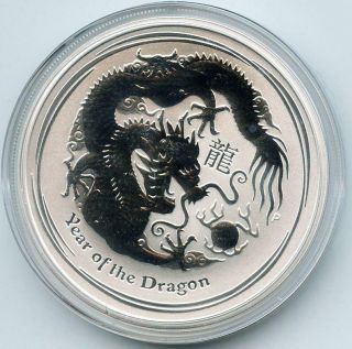 2012 P 1 Dollar Australia Year Of The Dragon 1 Oz Pure Silver Coin Bu 01