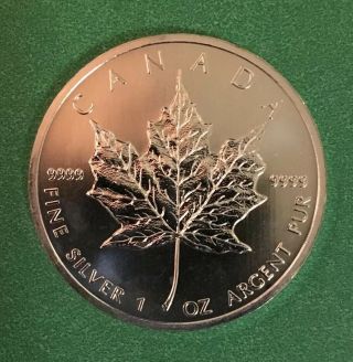 2013 Canada Maple Leaf One Ounce.  9999 Fine Silver Five Dollar Coin
