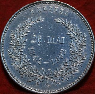 1892 Denmark 2 Kroner Silver Foreign Coin 2