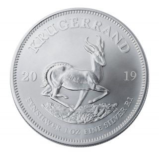 2019 South Africa 1 Oz Silver Krugerrand 1 Rand Coin Gem Bu Sku56598